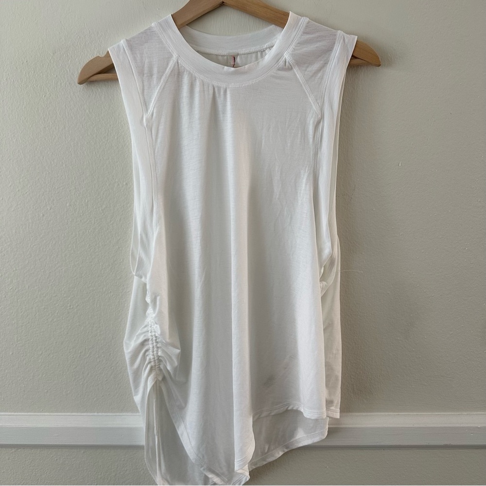 NWOT FP Movement White Asymmetrical Ruched Tank Top